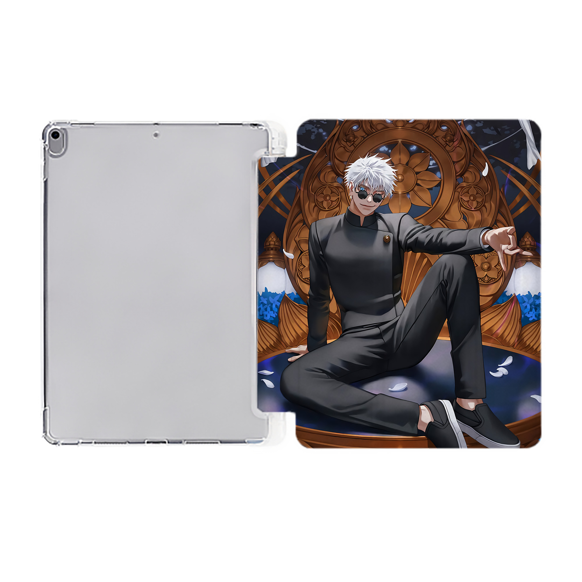 （画像用） 呪術廻戦 Jujutsu Kaisen IPad ケース ペン収納付き 三つ折りスタンド PUレザー×シリコン 対応機種9.5/10.5/10.9インチ